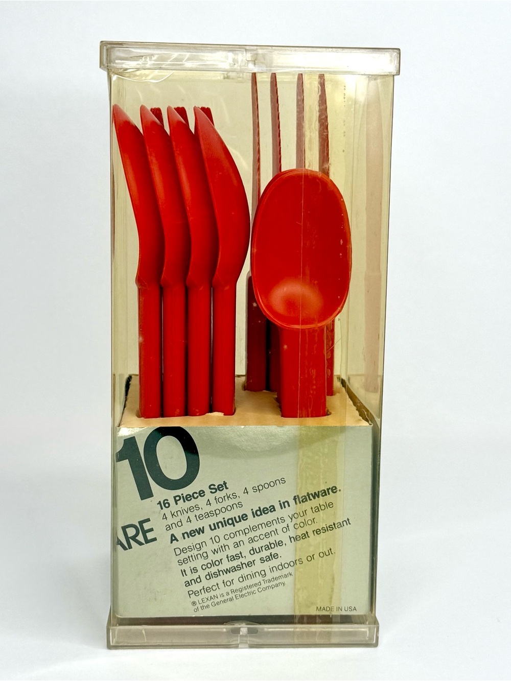 VTG Lauffer Design 10 Lexan Resin Red Flatware NIB 16 Piece Set DON WALLANCE MCM - Picture 5 of 8